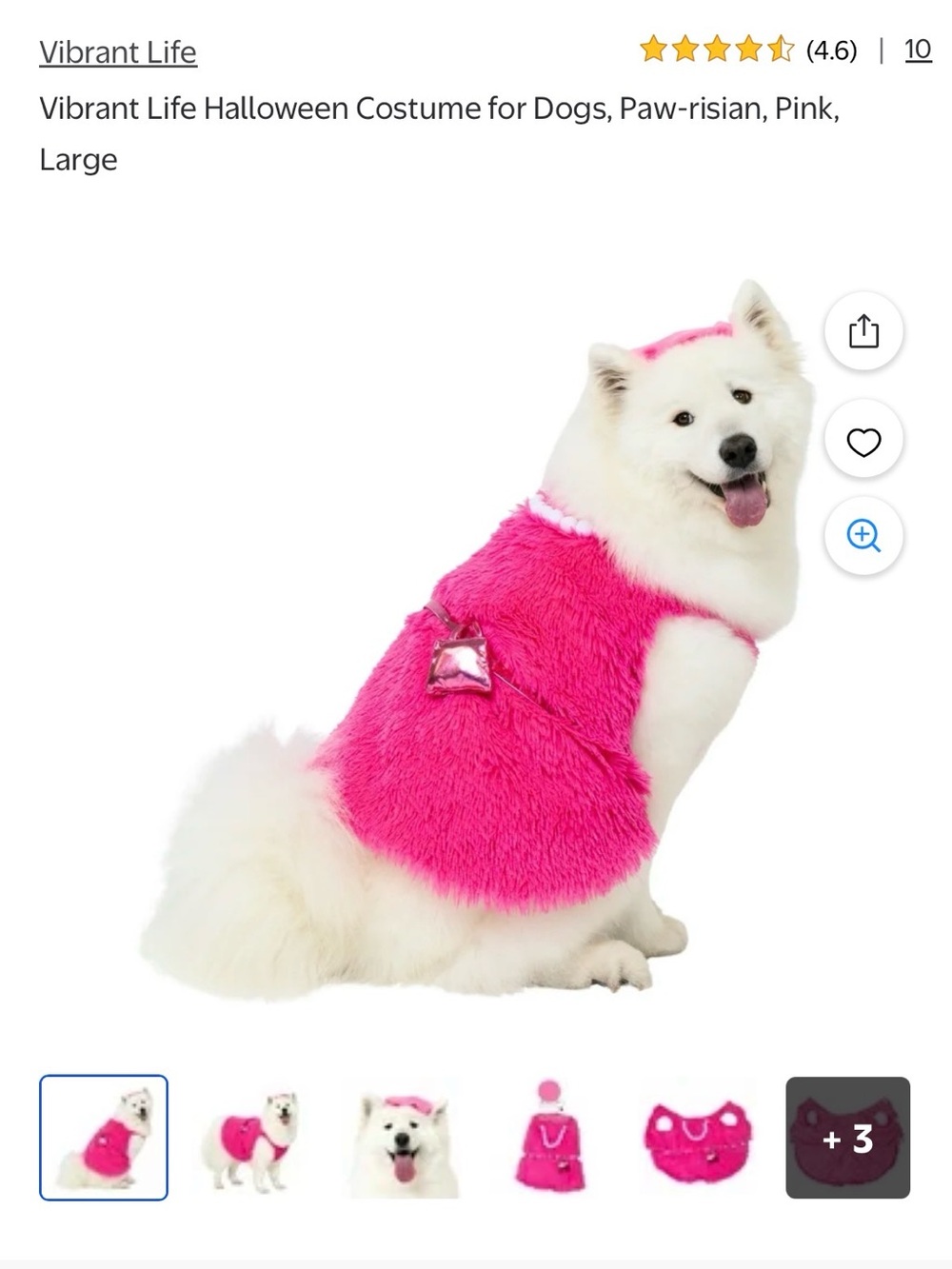 Paw Risian Pink Princess Dog Costume size XL